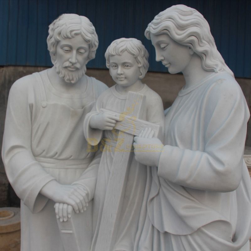 Full Size White Marble Holy Family Statue