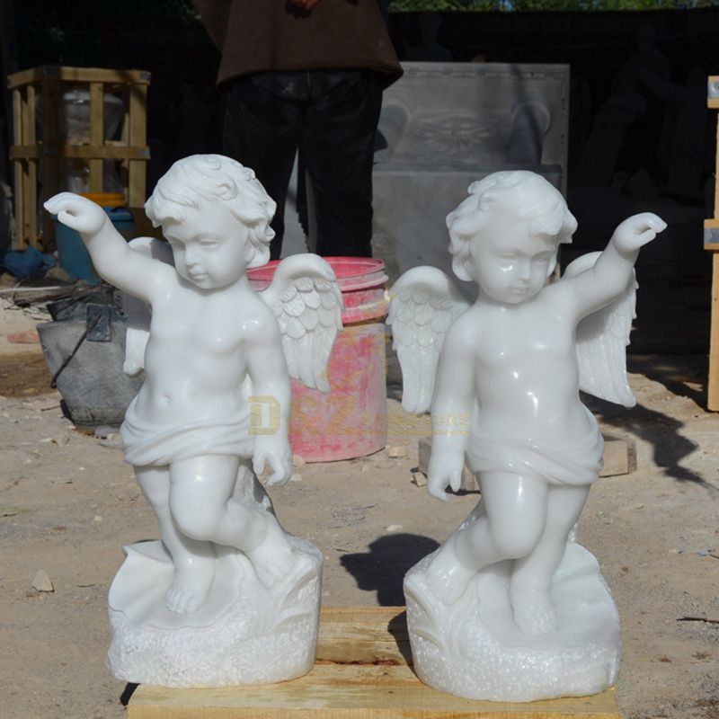 White Marble Garden Standing Angel Statue For Sale