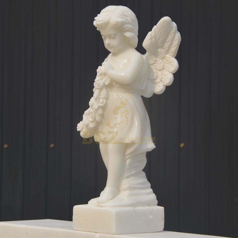 White Marble Small Angel Figurines Stone Peace Angel Statues