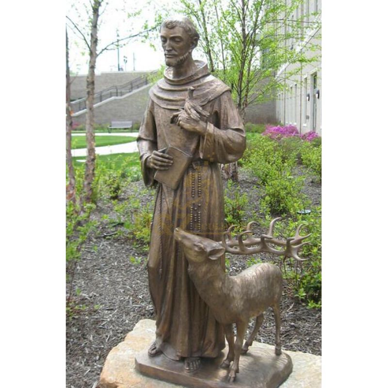 Religiouns Sculpture Bronze Statue Of St Francis Of Assis