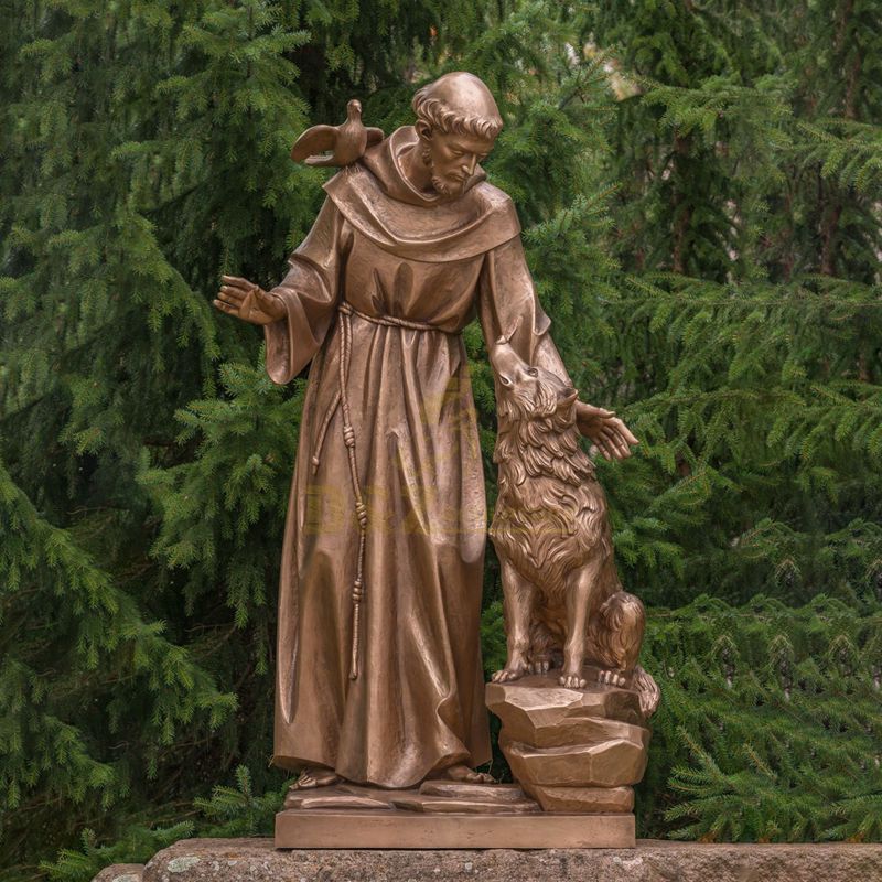 Religiouns Sculpture Bronze Statue Of St Francis Of Assis