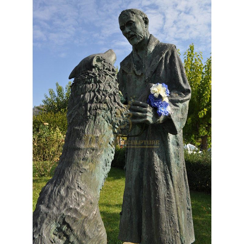 Religiouns Sculpture Bronze Statue Of St Francis Of Assis